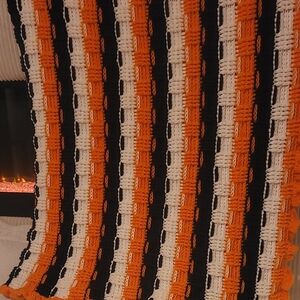 Halloween/Fall Striped Crochet Throw Blanket